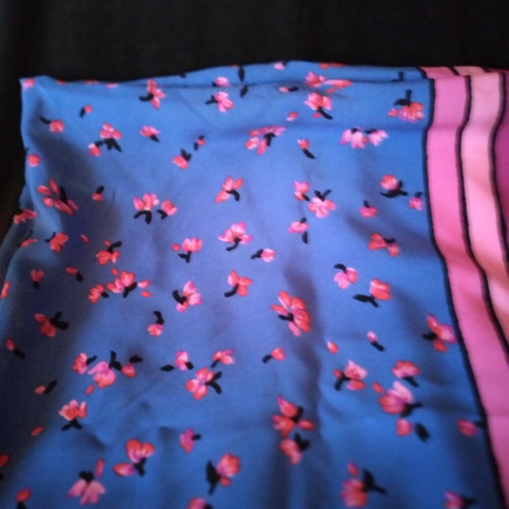Givenchy Pink & Blue Color Block Silk Scarf - Picture 4 of 4
